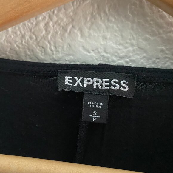 Express V-Neck Sequins Shiny Blouse Shirt Small Black Work Business Casual - Picture 2 of 3